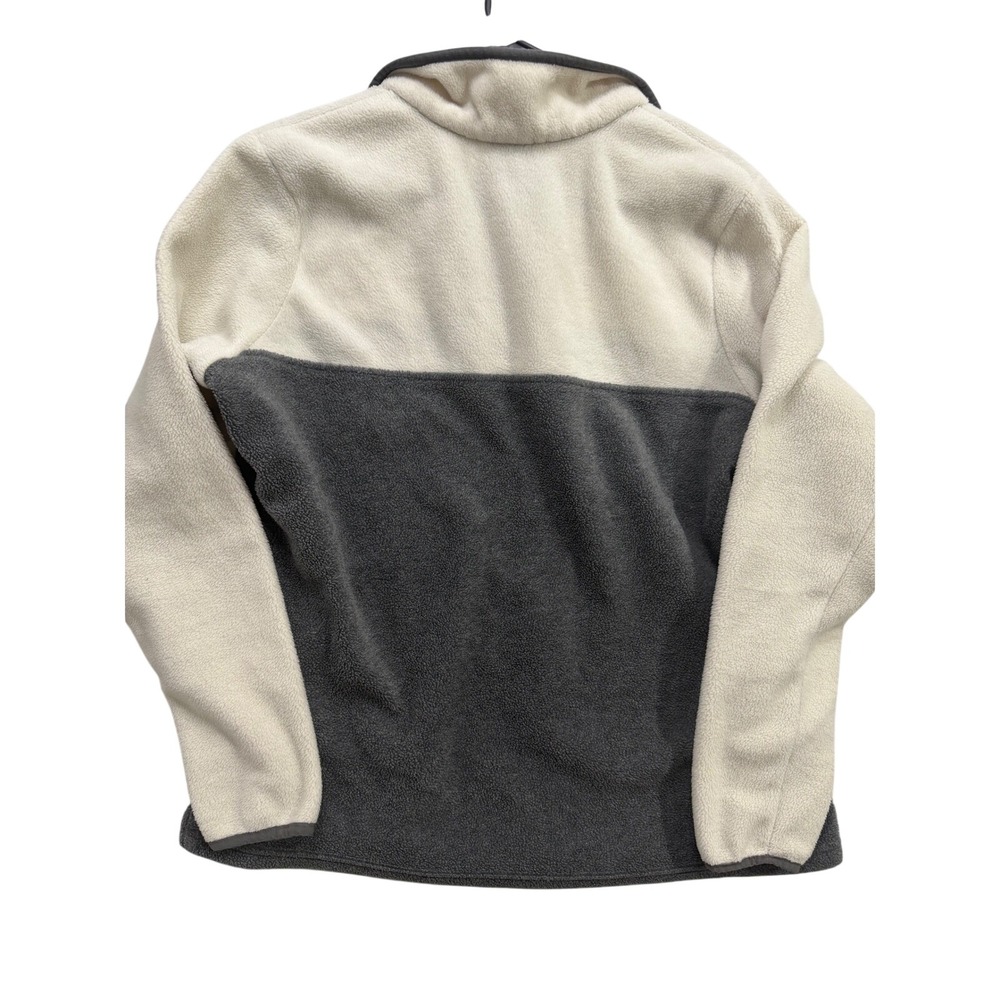 Columbia Fleece Pullover Womens Large Cream Grey Colorblock Snap Neck Sweater - Picture 4 of 4